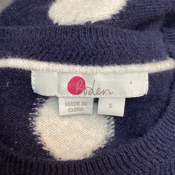 Boden Womens Cashmere Polka Dot Sweater Small Navy/White - Picture 7 of 9